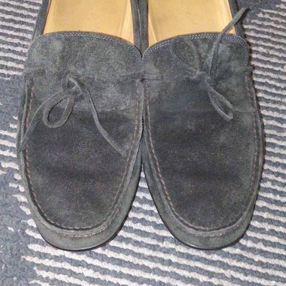 Hermes squared toe suede loafers